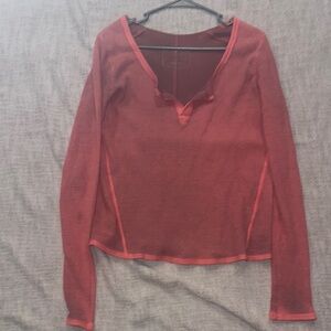 Free people Women's pink mineral wash Long Sleeve Top